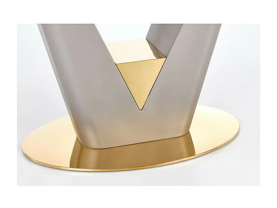 Tavolo allungabile con piano in simil marmo e base design EAGLE grigio e oro