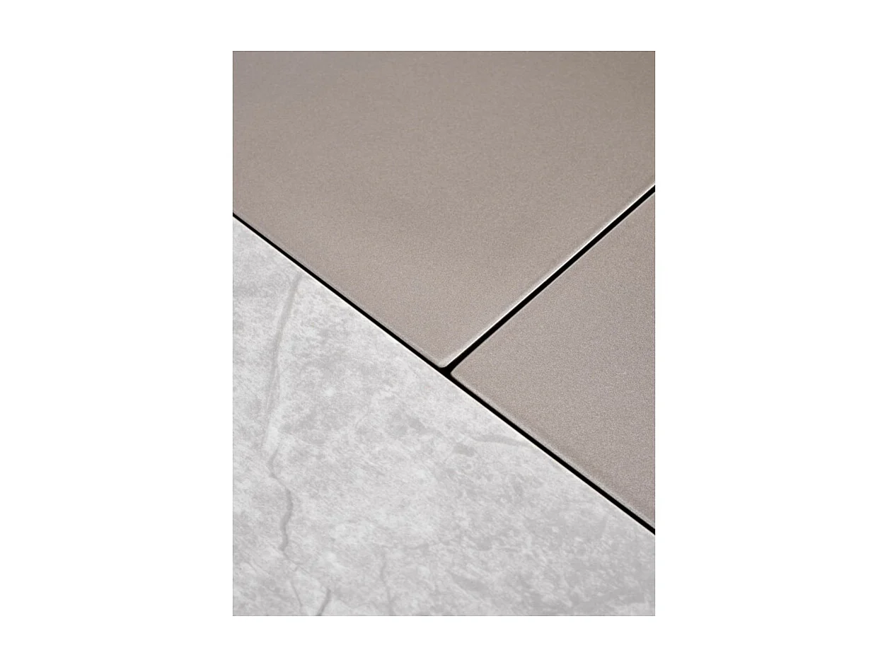 Table extensible avec plateau aspect marbre et piètement design gris et doré EAGLE