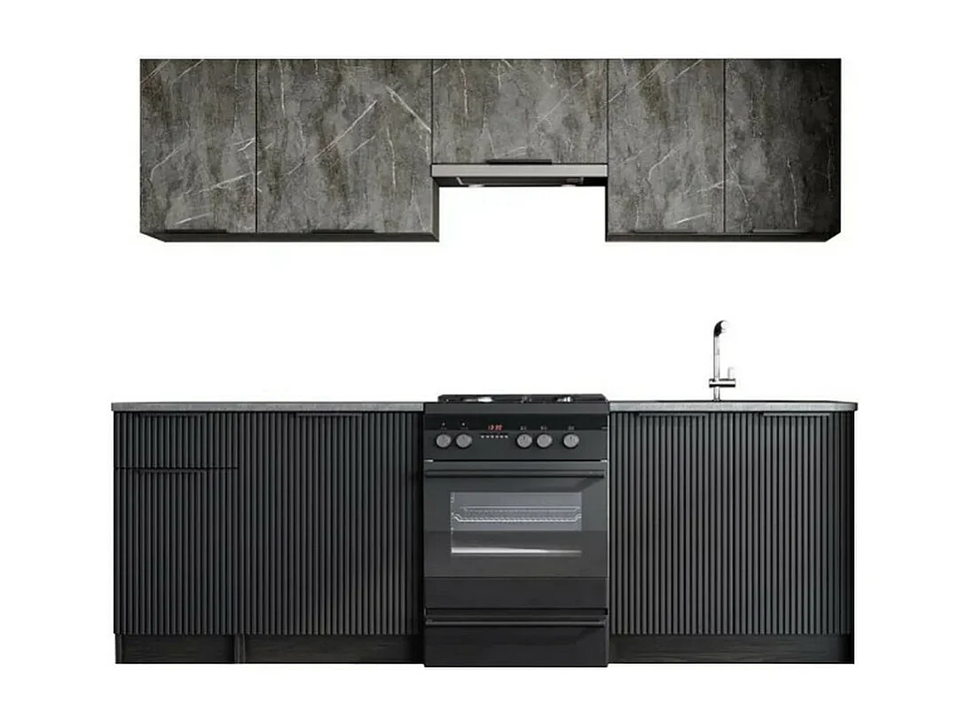 Cocina Bérangère 240 cm mármol y gris