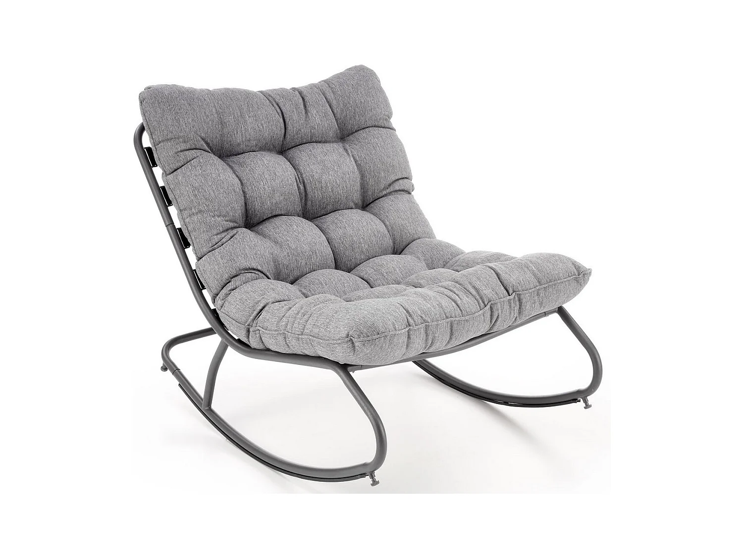 Rocking chair design avec coussin en tissu gris Cargo