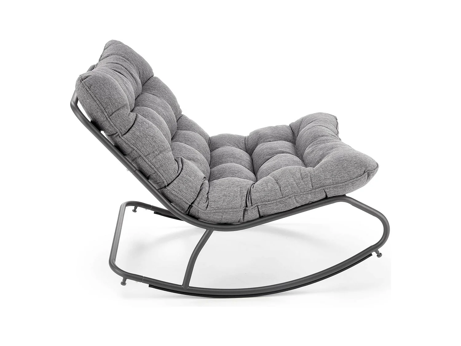 Rocking chair design avec coussin en tissu gris Cargo