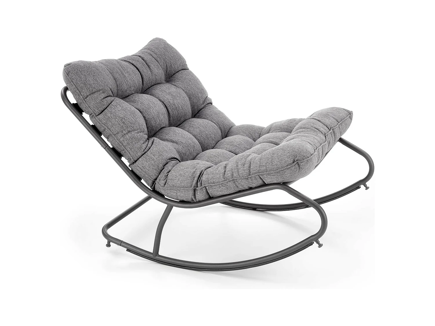 Rocking chair design avec coussin en tissu gris Cargo