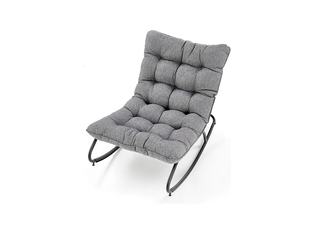 Rocking chair design avec coussin en tissu gris Cargo