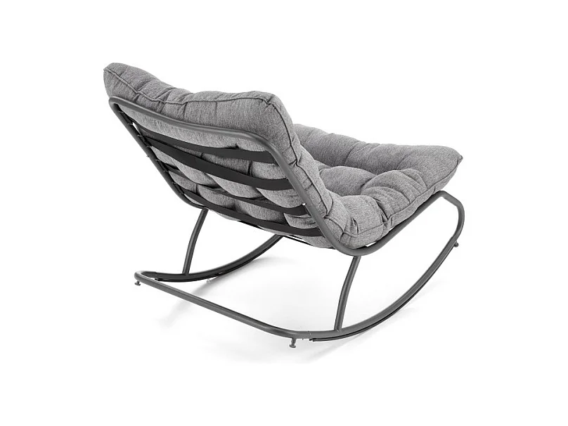 Rocking chair design avec coussin en tissu gris Cargo