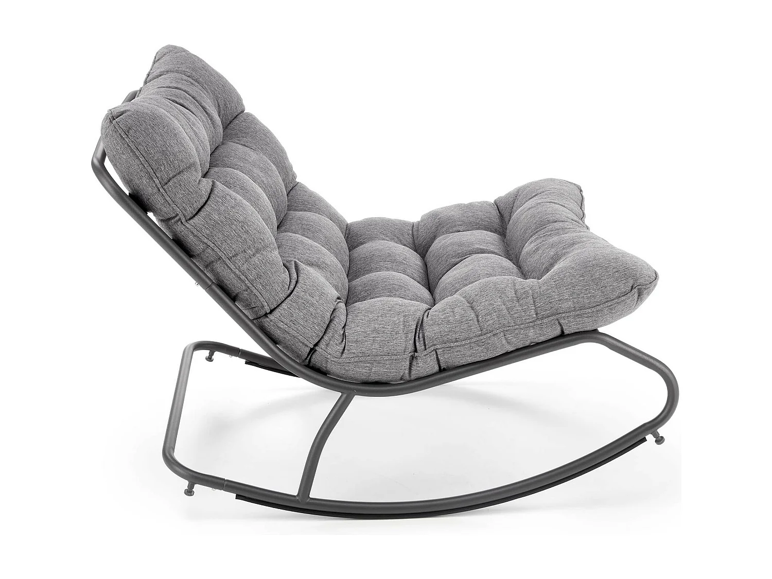 Rocking chair design avec coussin en tissu gris Cargo
