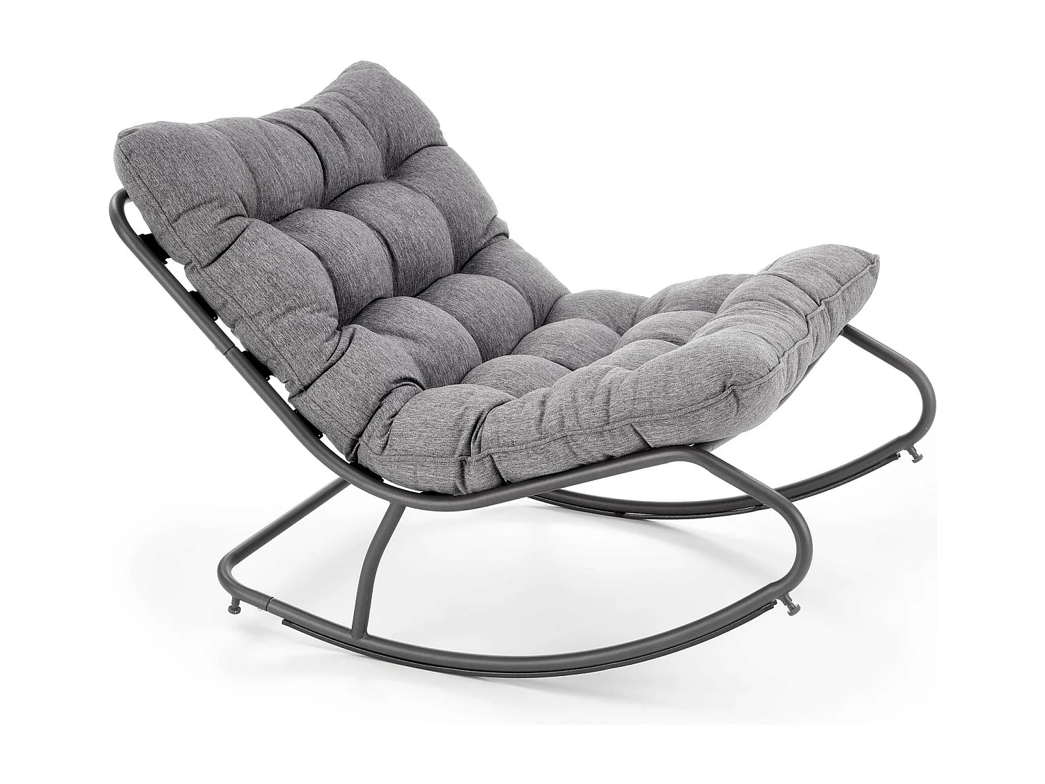 Rocking chair design avec coussin en tissu gris Cargo
