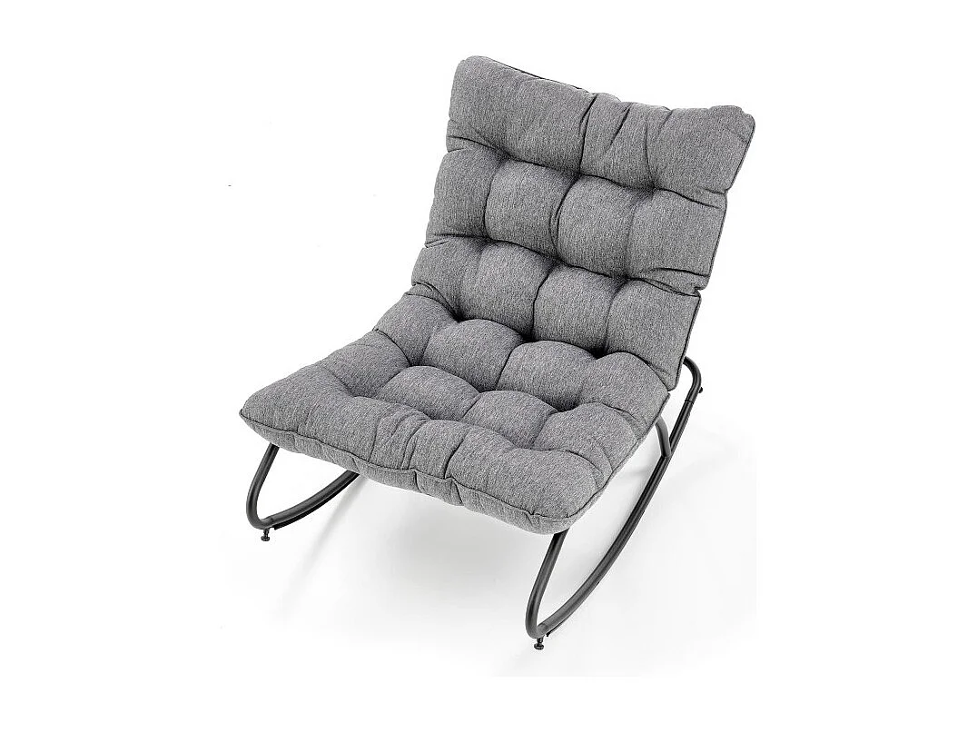 Rocking chair design avec coussin en tissu gris Cargo