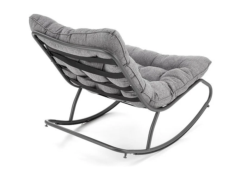 Rocking chair design avec coussin en tissu gris Cargo
