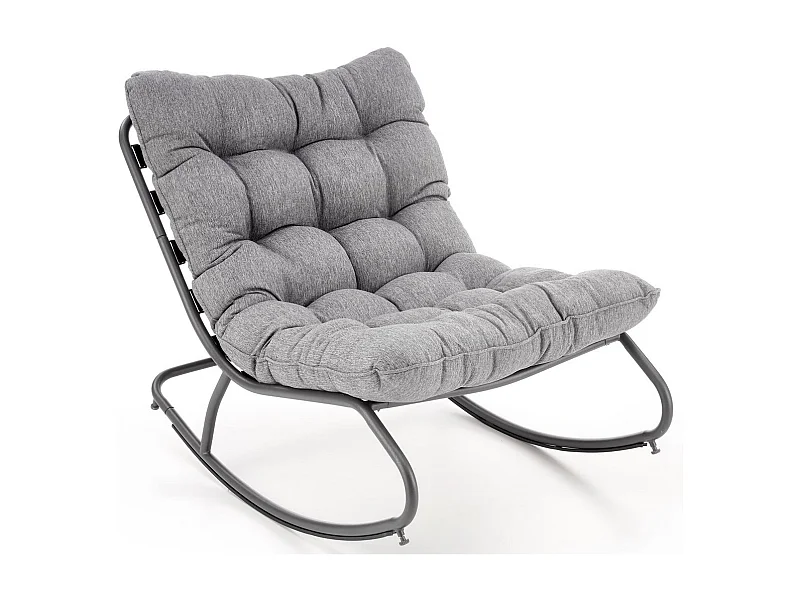 Rocking chair design avec coussin en tissu gris Cargo