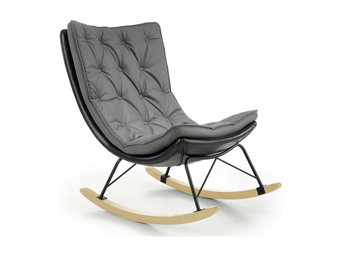 Rocking Chair design avec structure en métal noir et bois massif IMAGINE