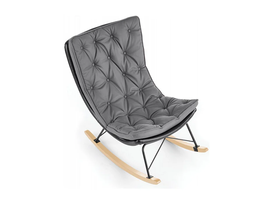 Rocking Chair design avec structure en métal noir et bois massif IMAGINE