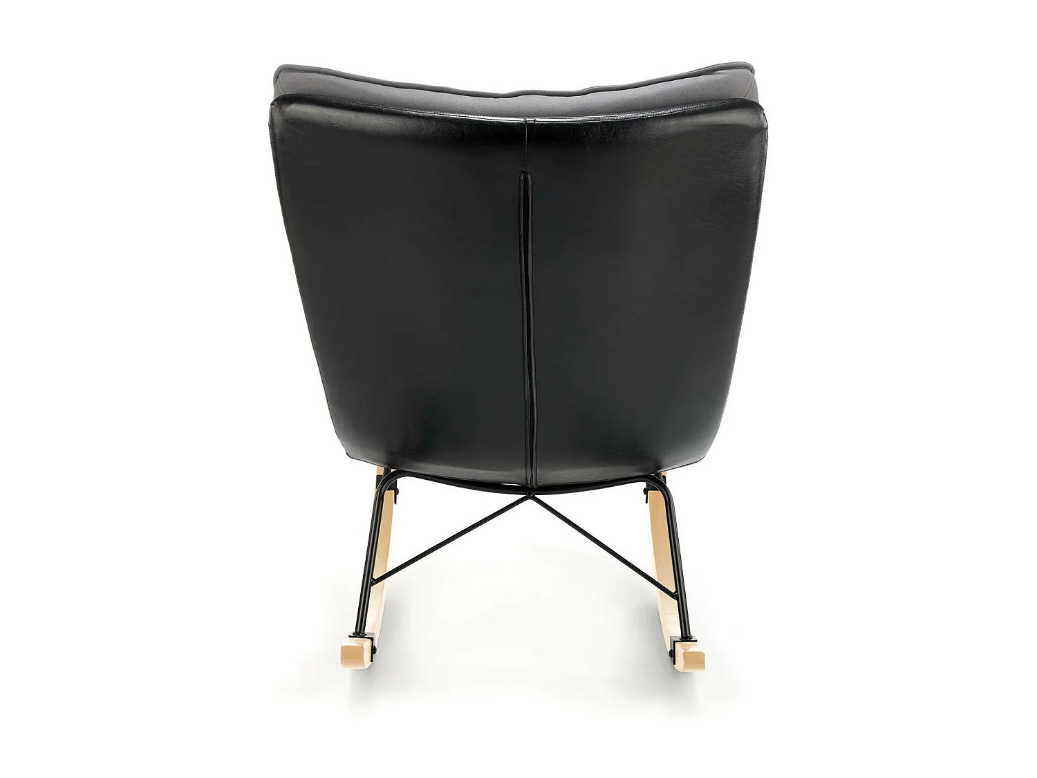 Sedia a dondolo di design con struttura in metallo nero e legno massiccio IMAGINE