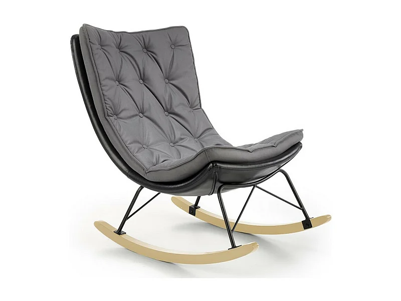 Sedia a dondolo di design con struttura in metallo nero e legno massiccio IMAGINE