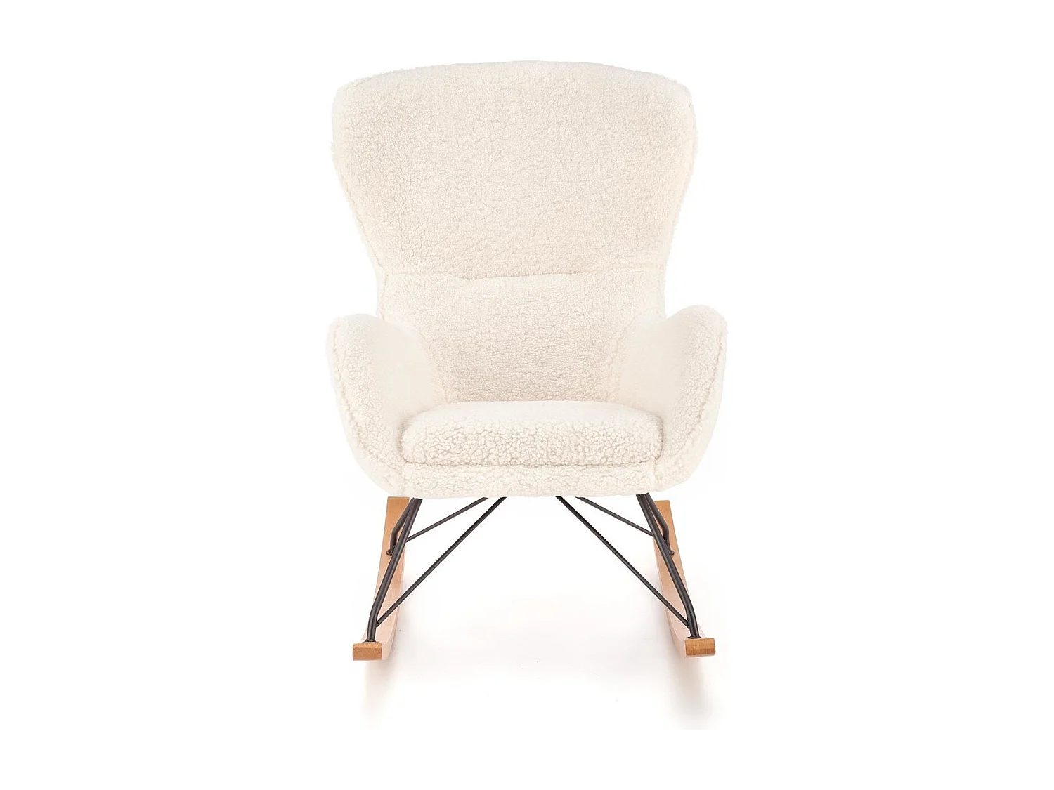 Mecedora de tela rizada con base de metal y madera maciza URIELL 2