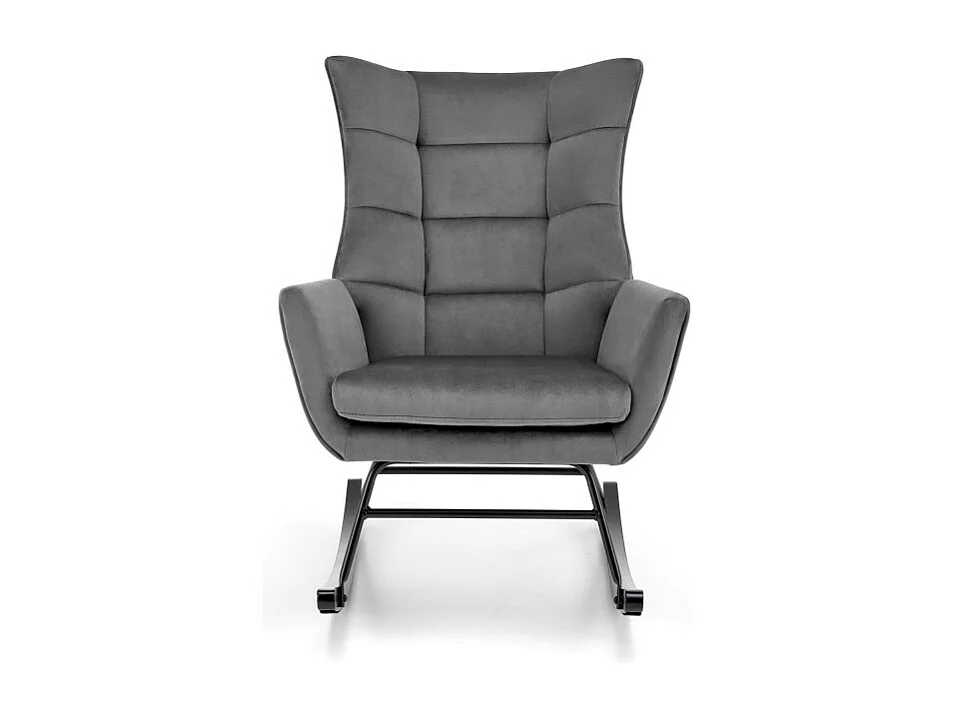 Sedia a dondolo di design in velluto grigio con braccioli Market