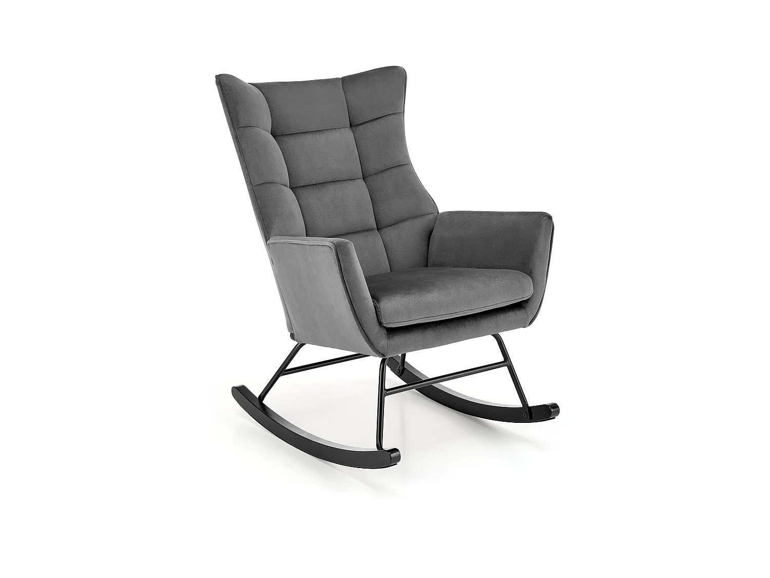 Rocking chair design en velours gris avec accoudoirs Market