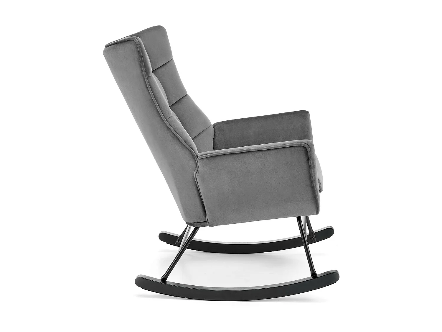 Mecedora de diseño en terciopelo gris con reposabrazos Market