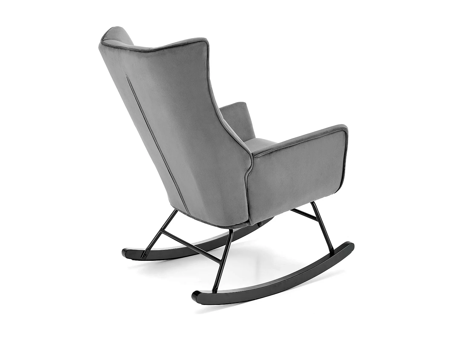 Mecedora de diseño en terciopelo gris con reposabrazos Market