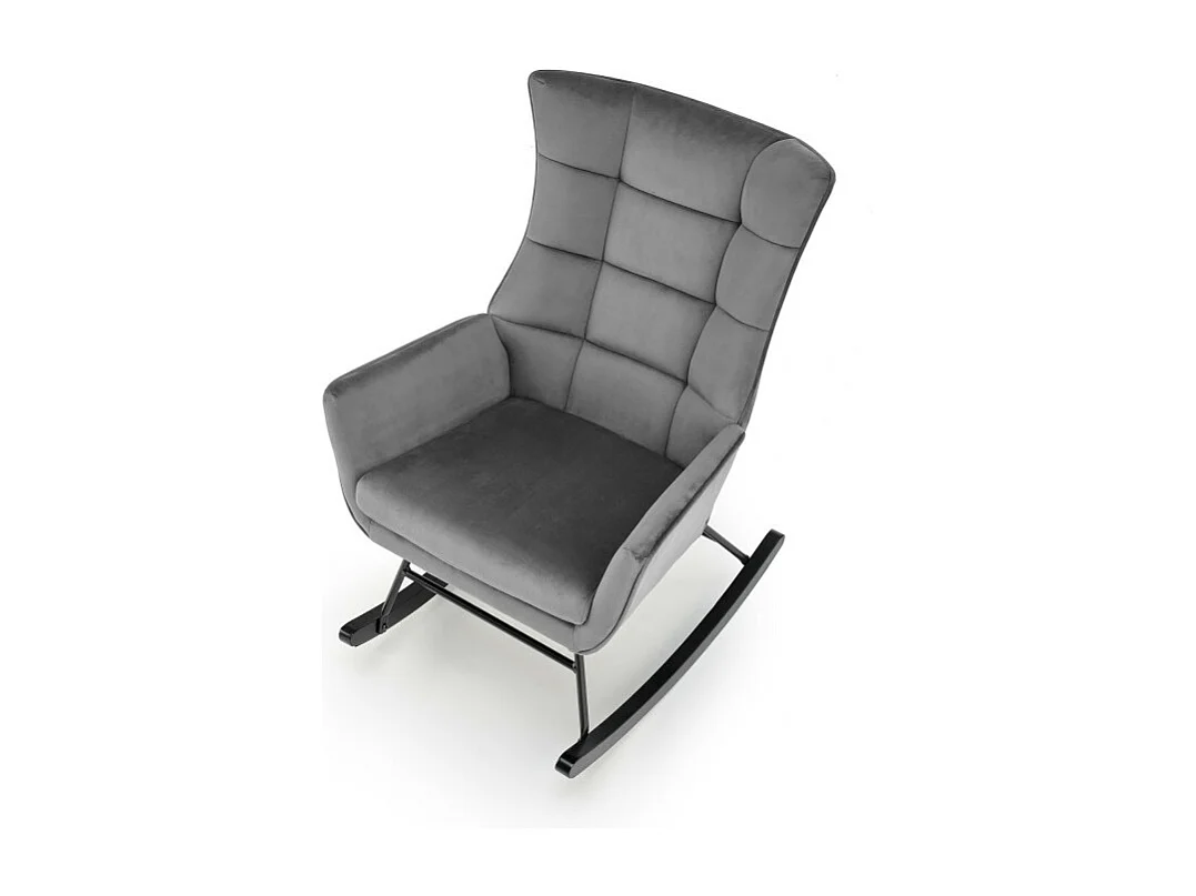 Mecedora de diseño en terciopelo gris con reposabrazos Market