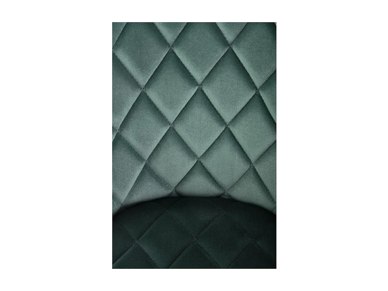 Silla de comedor tapizada en terciopelo verde oscuro con patas de metal negro ODUNA