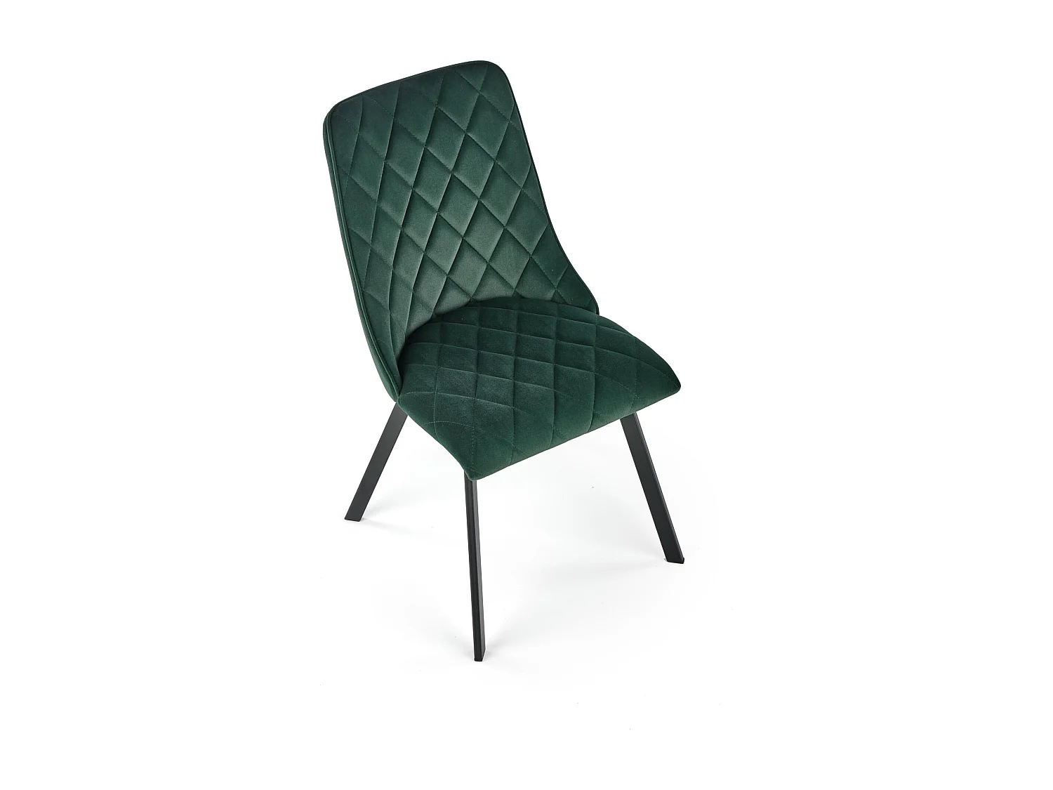 Silla de comedor tapizada en terciopelo verde oscuro con patas de metal negro ODUNA