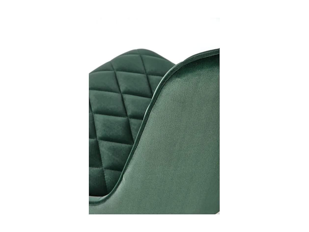 Silla de comedor tapizada en terciopelo verde oscuro con patas de metal negro ODUNA