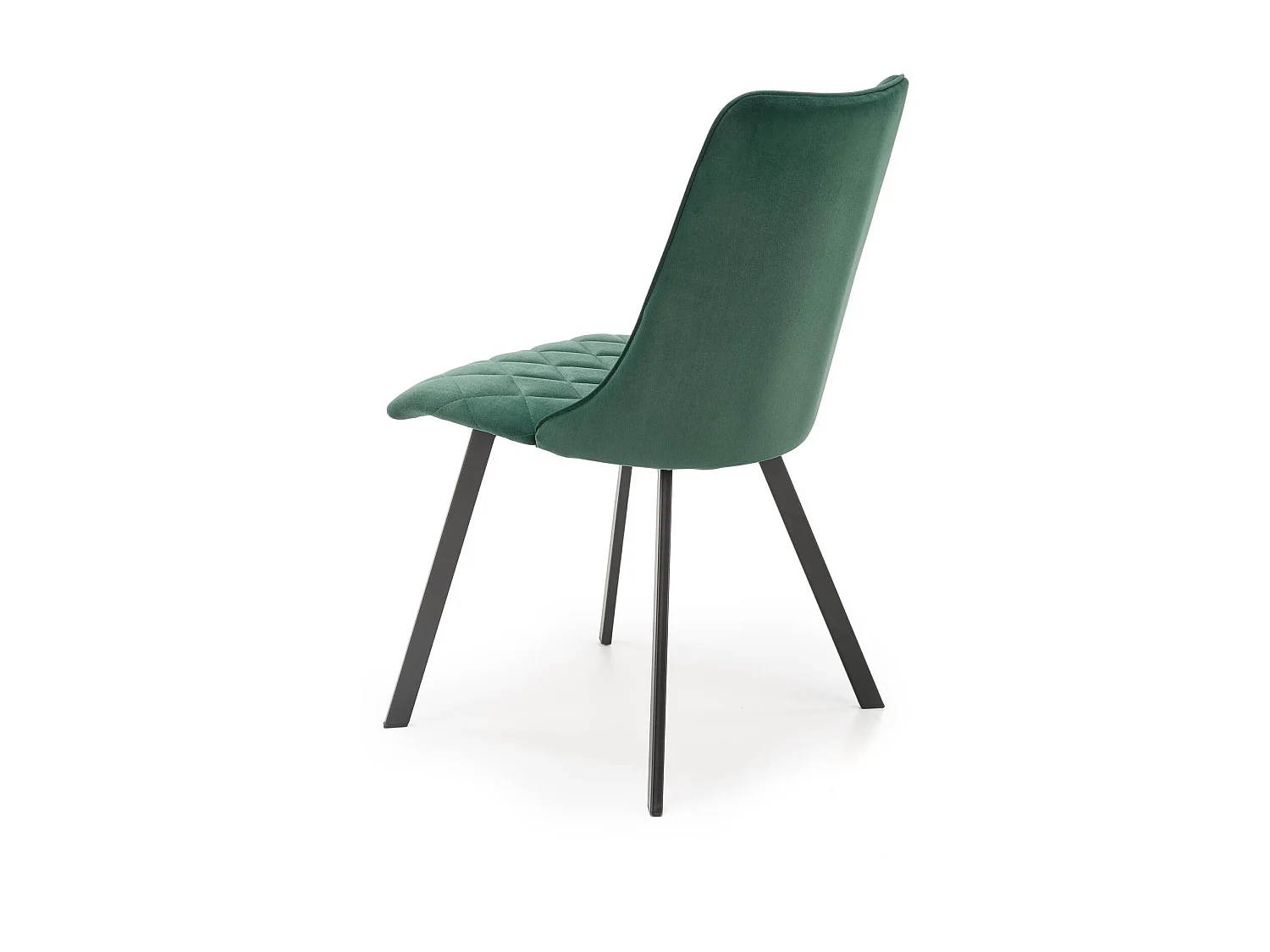 Sedia da pranzo imbottita in velluto verde scuro con gambe in metallo nero ODUNA