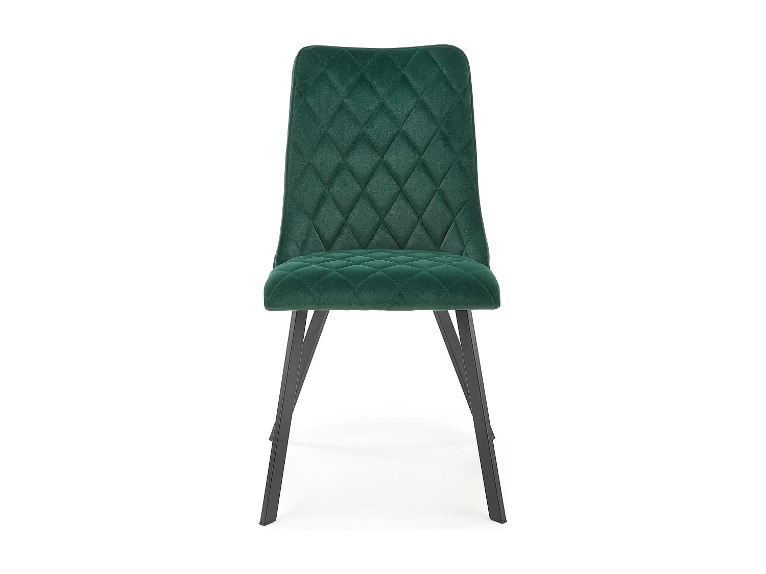 Sedia da pranzo imbottita in velluto verde scuro con gambe in metallo nero ODUNA