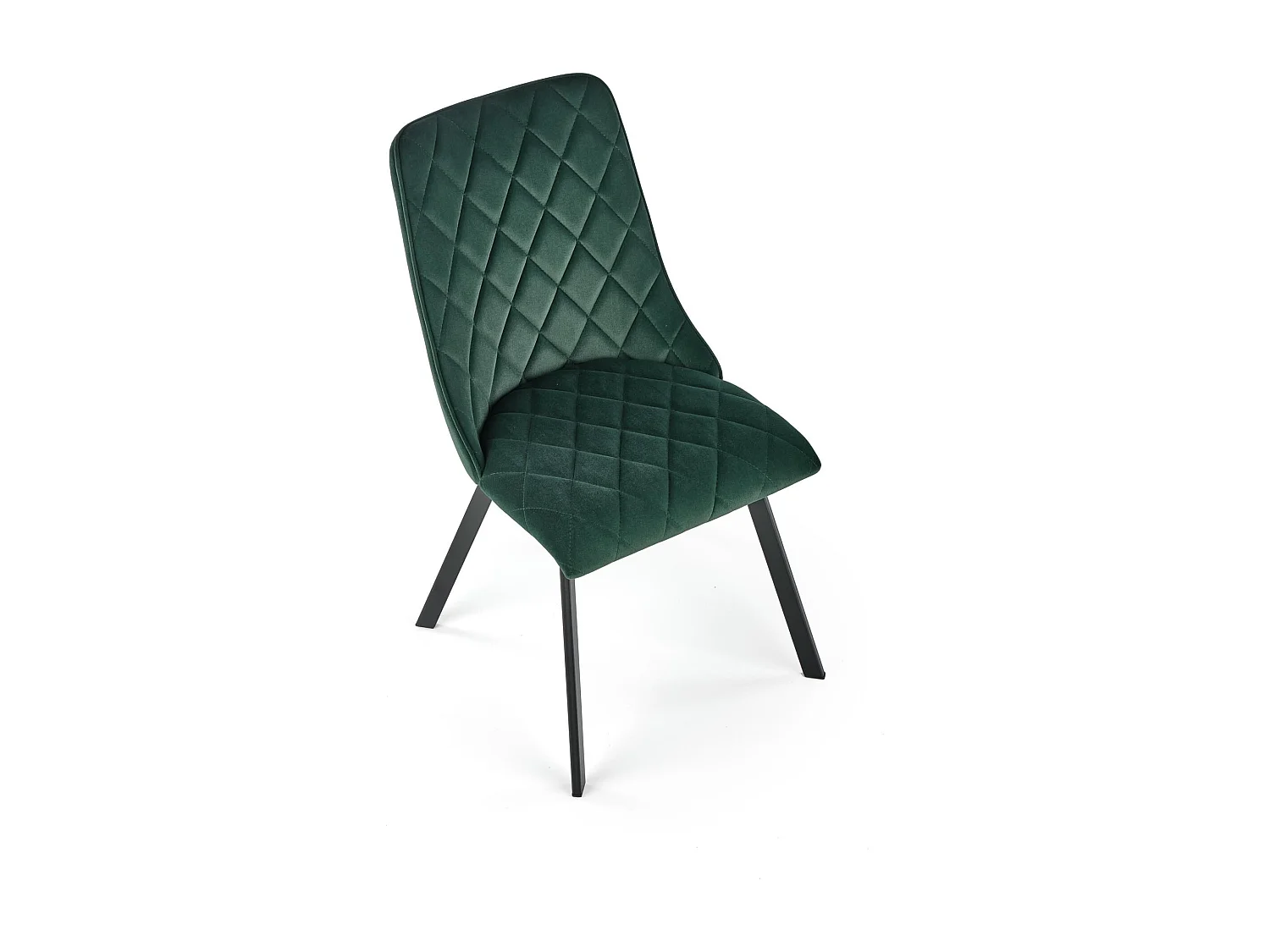 Sedia da pranzo imbottita in velluto verde scuro con gambe in metallo nero ODUNA