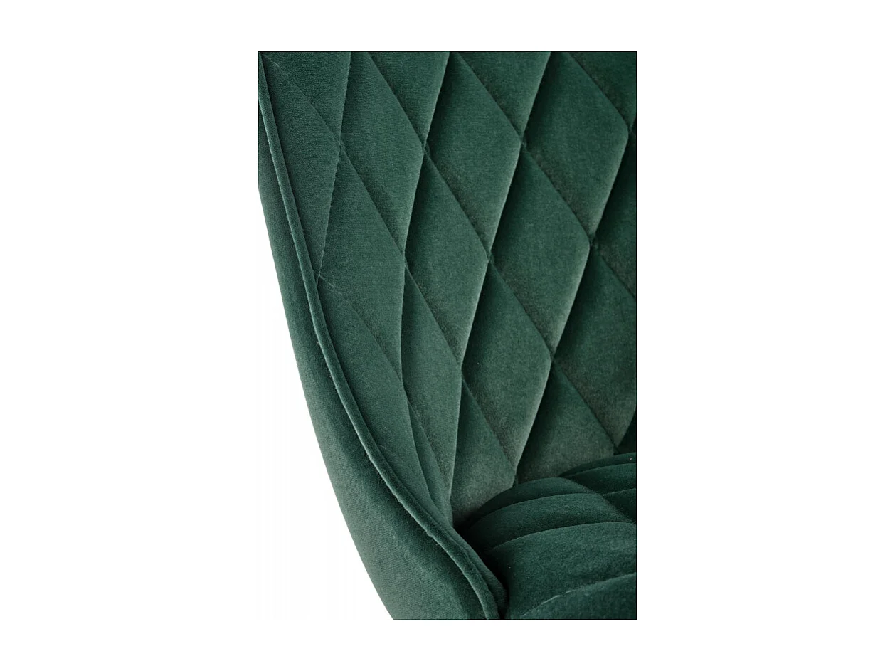 Sedia da pranzo imbottita in velluto verde scuro con gambe in metallo nero ODUNA