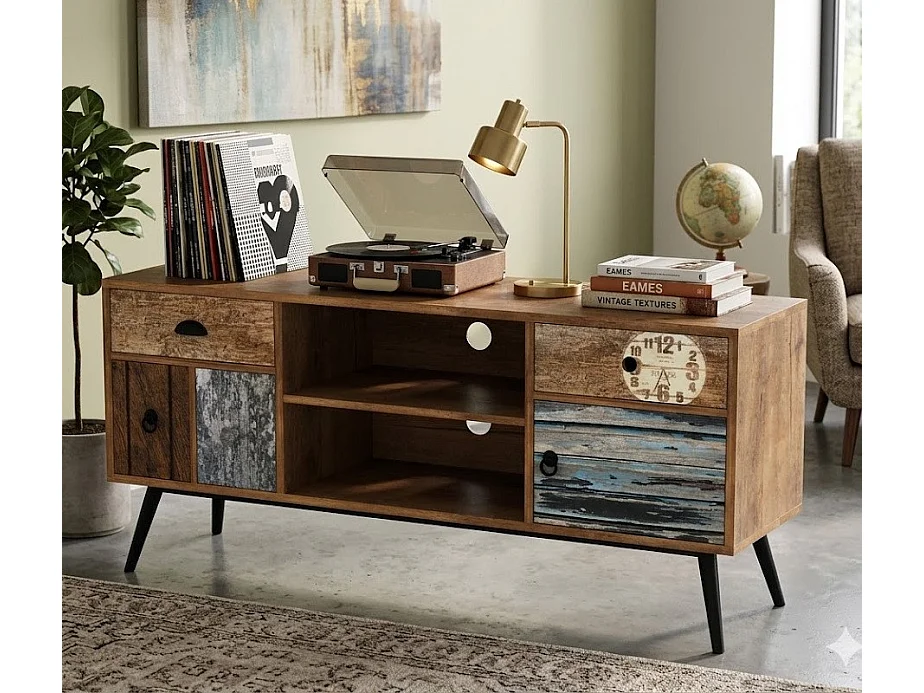 Mueble TV industrial multicolor Alto