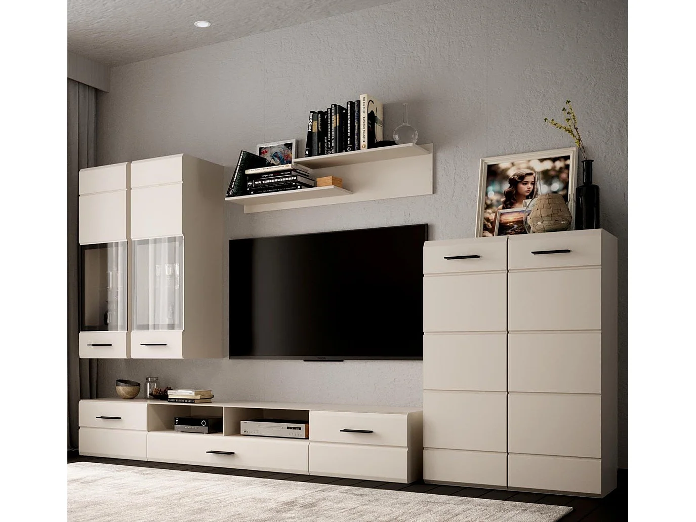 Ensemble meubles TV cachemire avec éclairage LED intégré Terminal