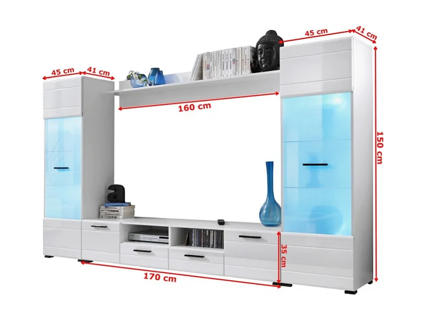 Ensemble meubles TV cachemire avec éclairage LED intégré Terminal