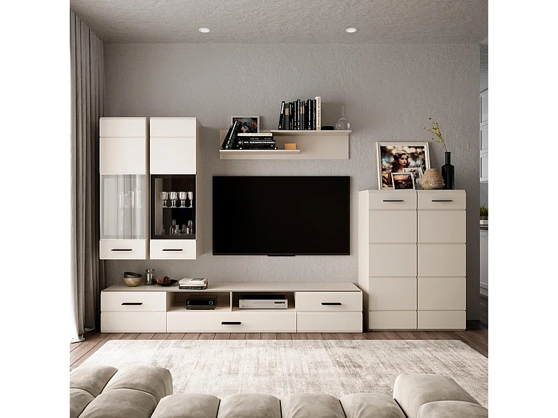 Ensemble meubles TV cachemire avec éclairage LED intégré Terminal