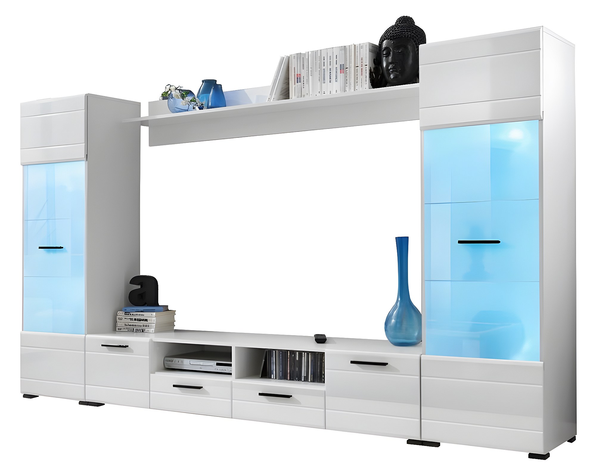 Meubles TV Blanc Brillant Et Bois Vitrées Et éclairage LED Variable | Leroy Merlin