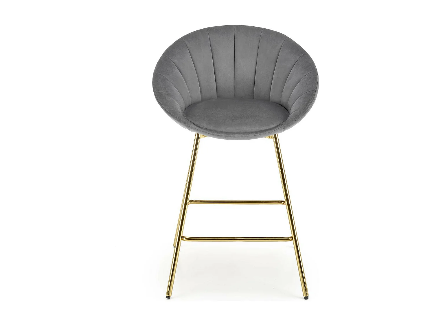 Chaise de bar en velours gris avec structure dorée en métal Anaïs