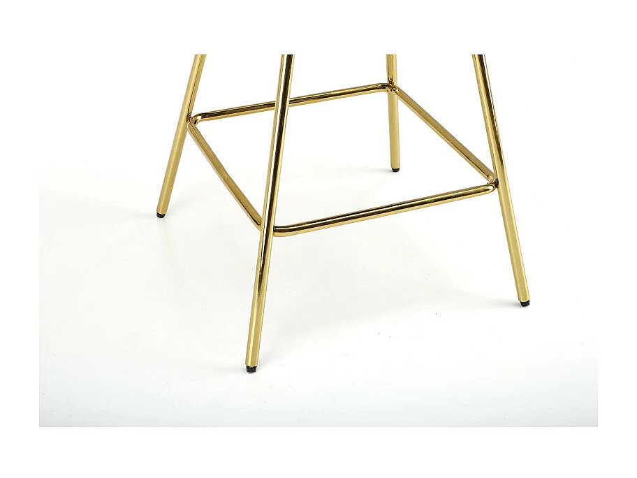 Chaise de bar en velours gris avec structure dorée en métal Anaïs