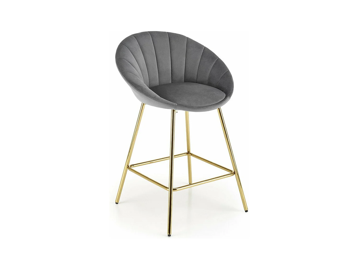 Chaise de bar en velours gris avec structure dorée en métal Anaïs