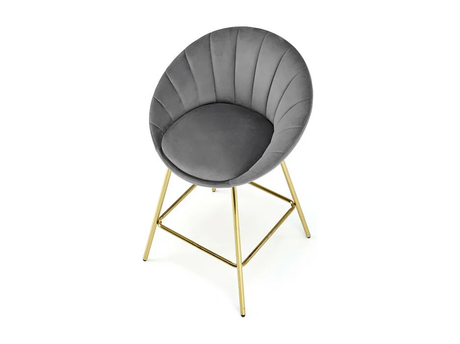 Chaise de bar en velours gris avec structure dorée en métal Anaïs