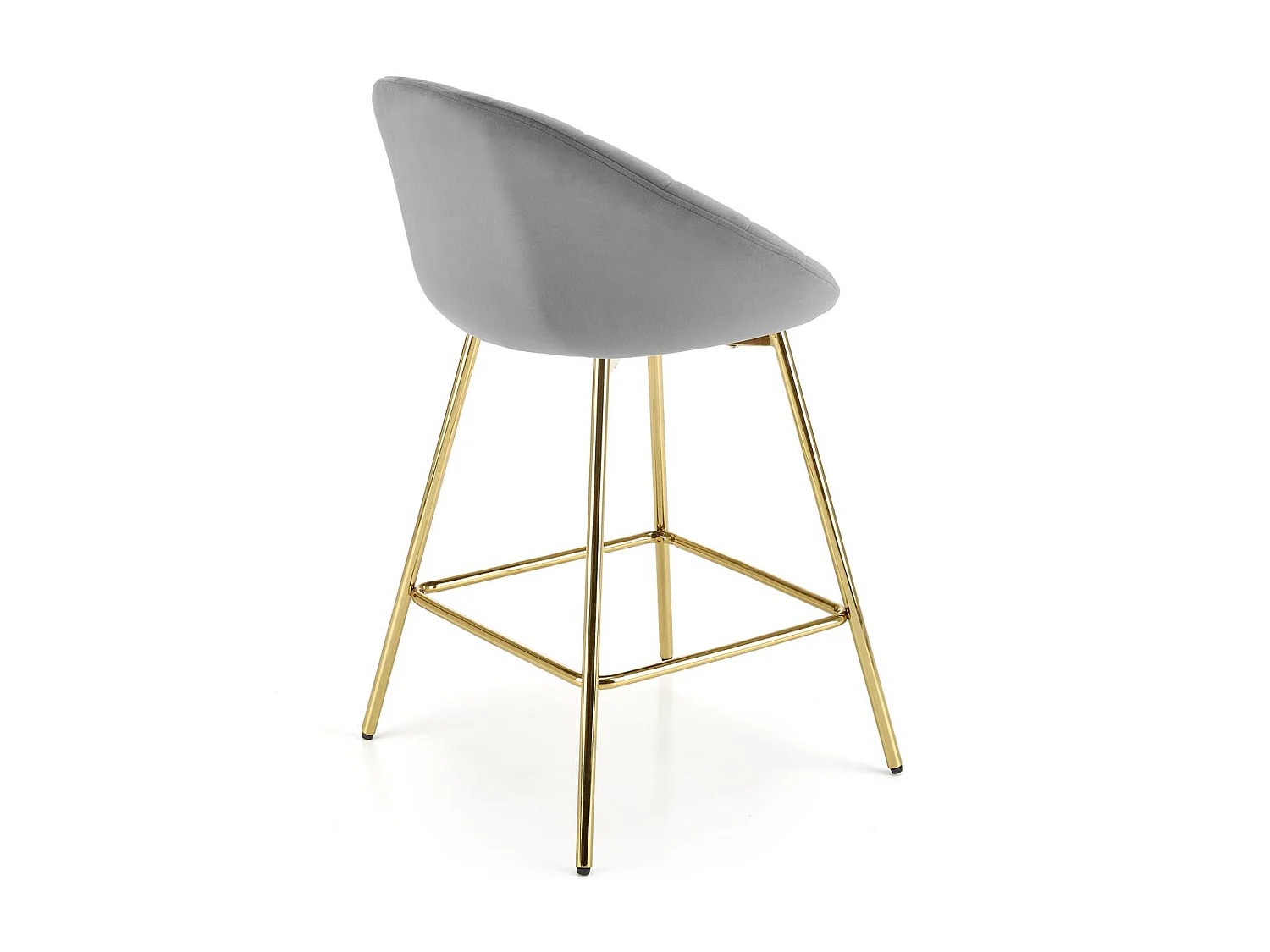 Silla de bar de terciopelo gris con estructura de metal dorado Anaïs