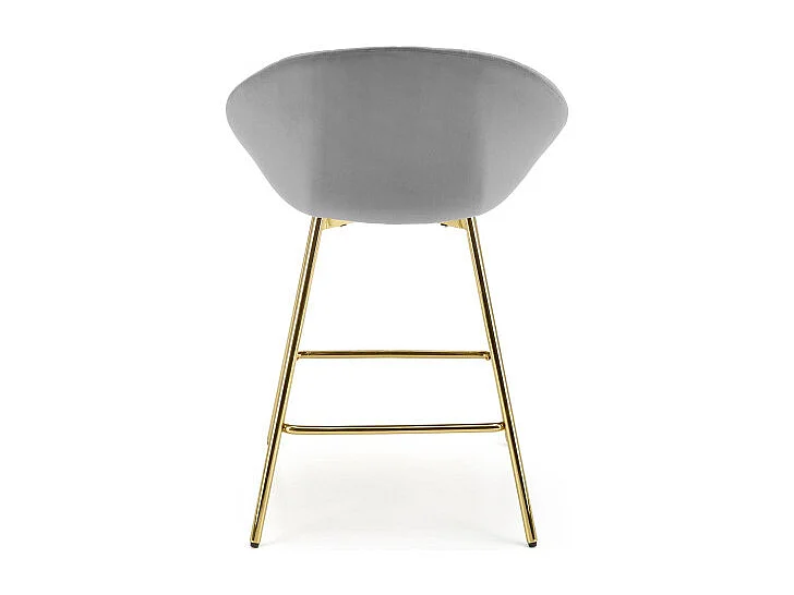 Silla de bar de terciopelo gris con estructura de metal dorado Anaïs