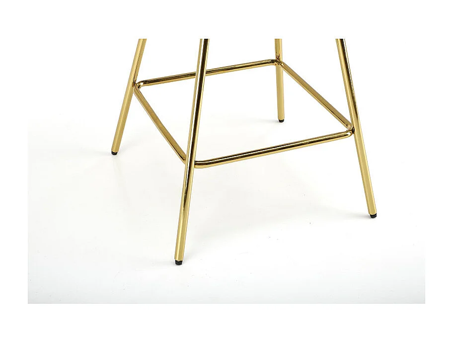 Silla de bar de terciopelo gris con estructura de metal dorado Anaïs