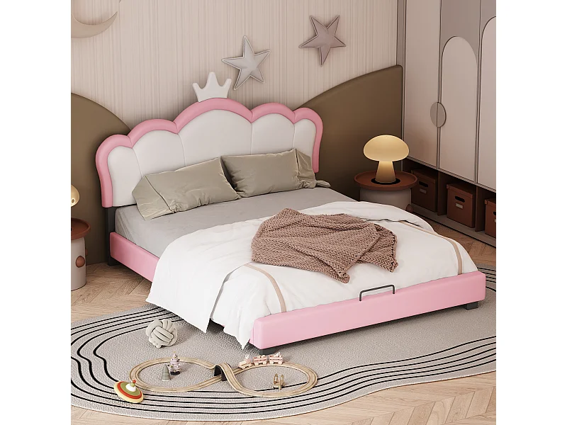 Lit enfant - 200 x 140 CM - blanc Lit rembourré pour enfants Rose - Sweiko