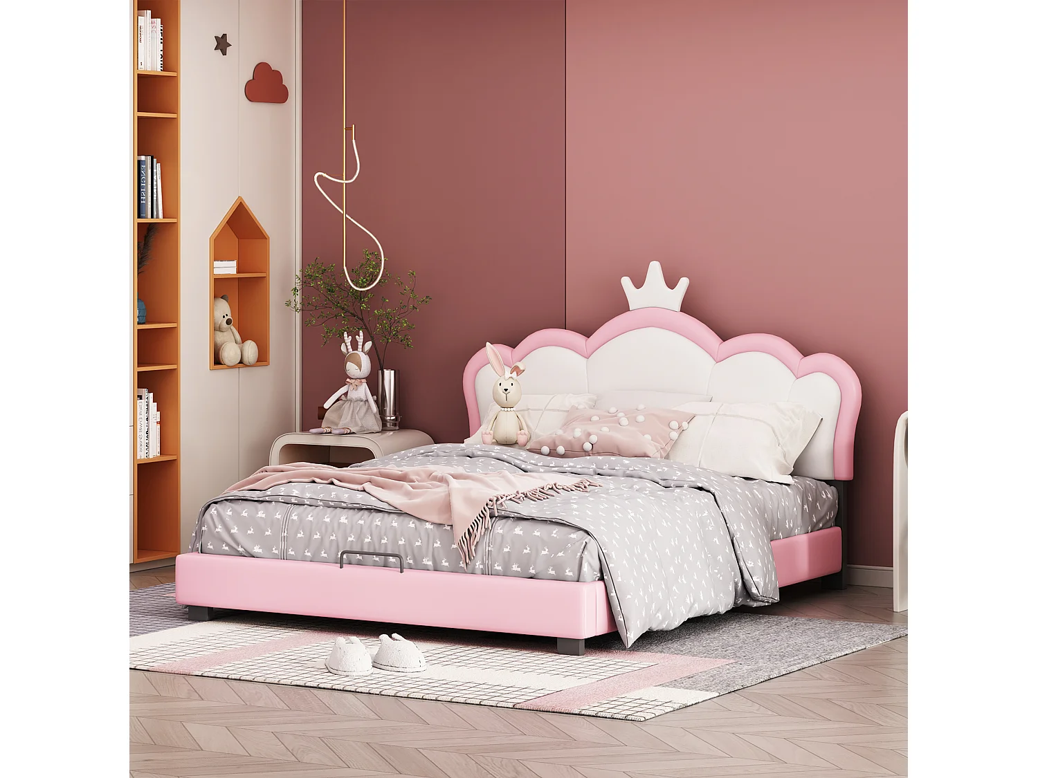 Lit enfant - 200 x 140 CM - blanc Lit rembourré pour enfants Rose - Sweiko