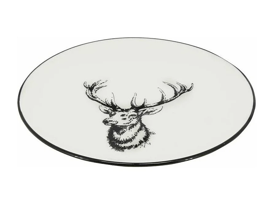 Vaisselle Cerf en porcelaine blanche et noire (lot de 6) Assiette Ø19