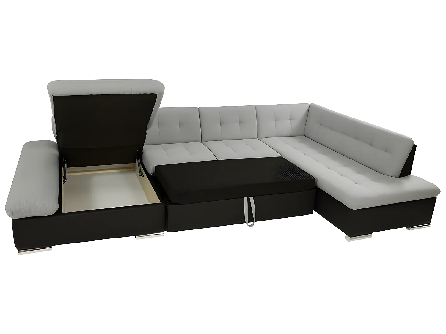 Canapé panoramique convertible GENIRO angle droit beige