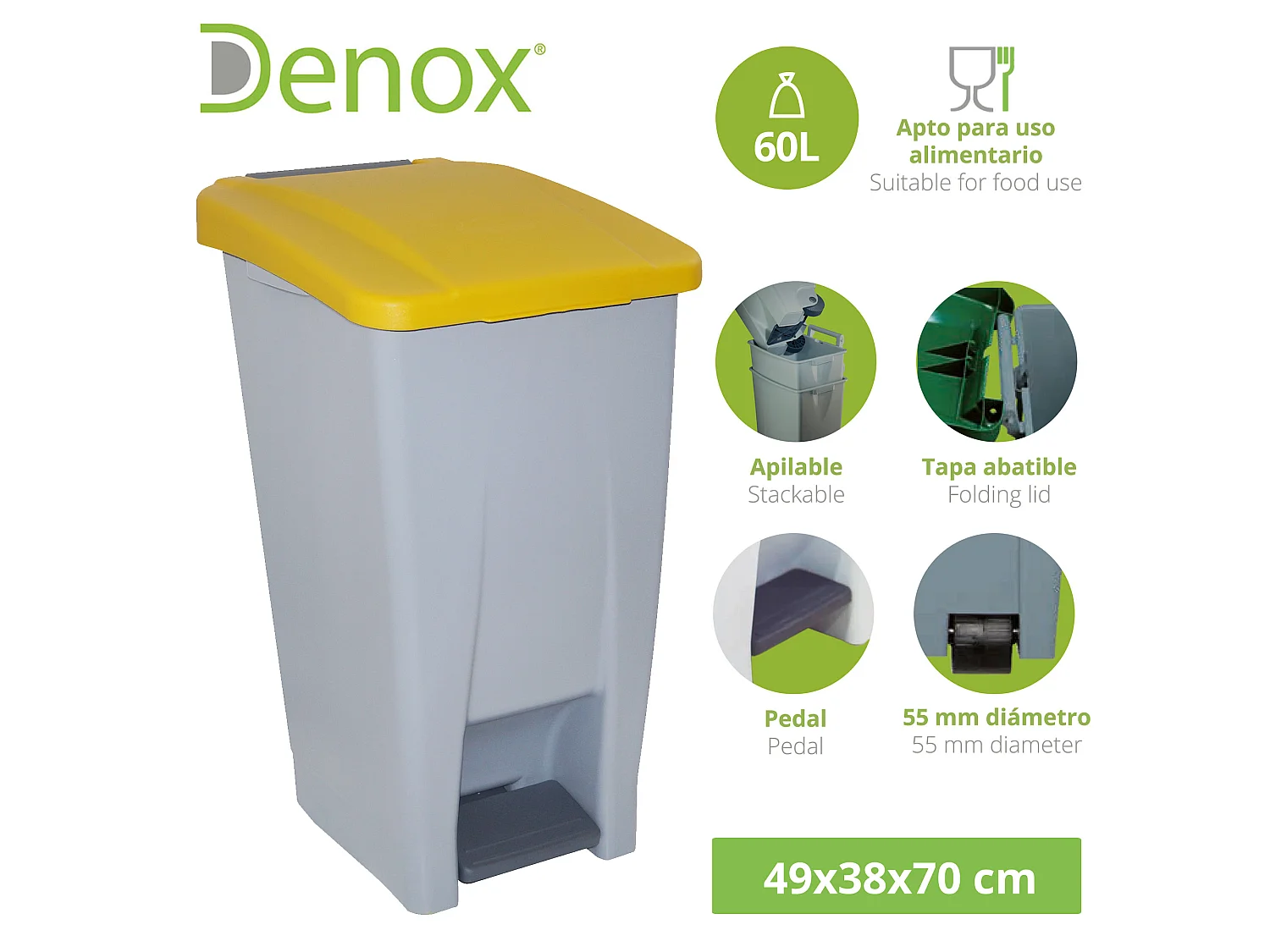 Cube de déchets sélectif 60 Litroamarillo 490x380x700 mm
