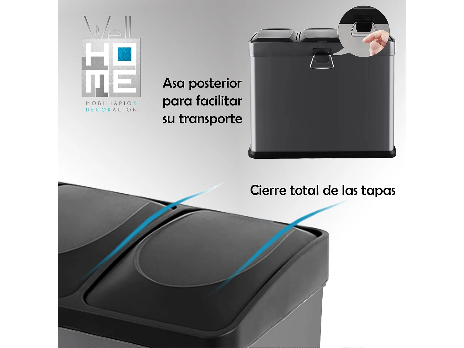 Cube de recyclage écologique pack 45 litres de 3 compartiments avec des sacs à ordures de 20 litres, des cubes de recyclage / recyclage