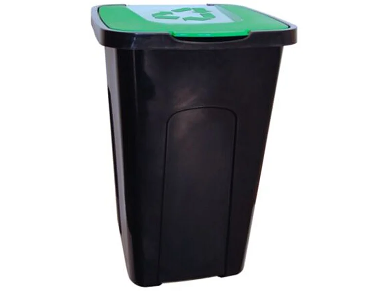 Papier de recyclage en polypropylène, avec couvercle, 50 litres, 36,5x37x55,5 couverture verte