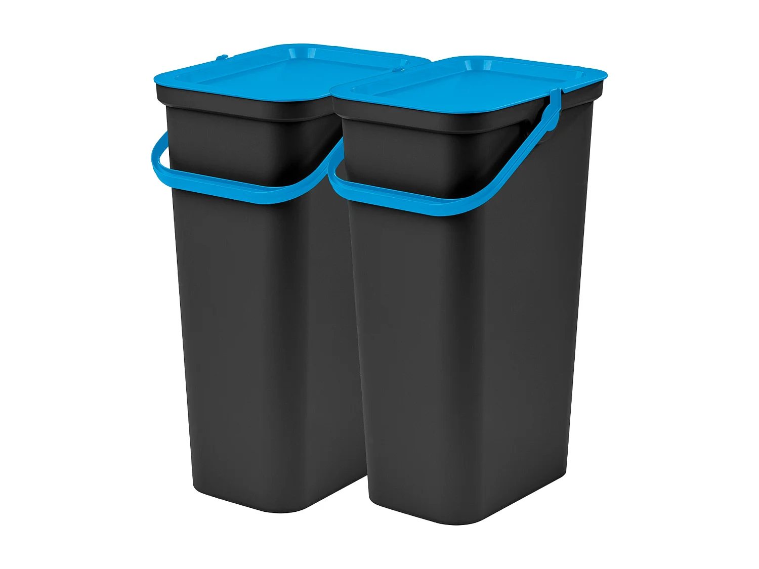 Set de 2 poubelles 25L bleu et noir avec poignée